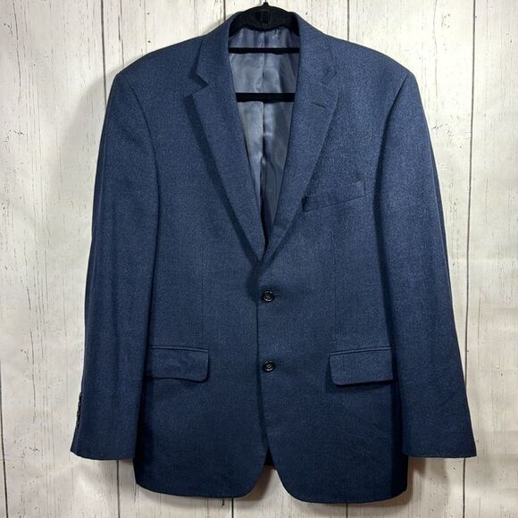 Jos A Bank Mens Linen Wool Blend Tailored Fit Navy Blue Casual Blazer Jacket - Picture 5 of 16